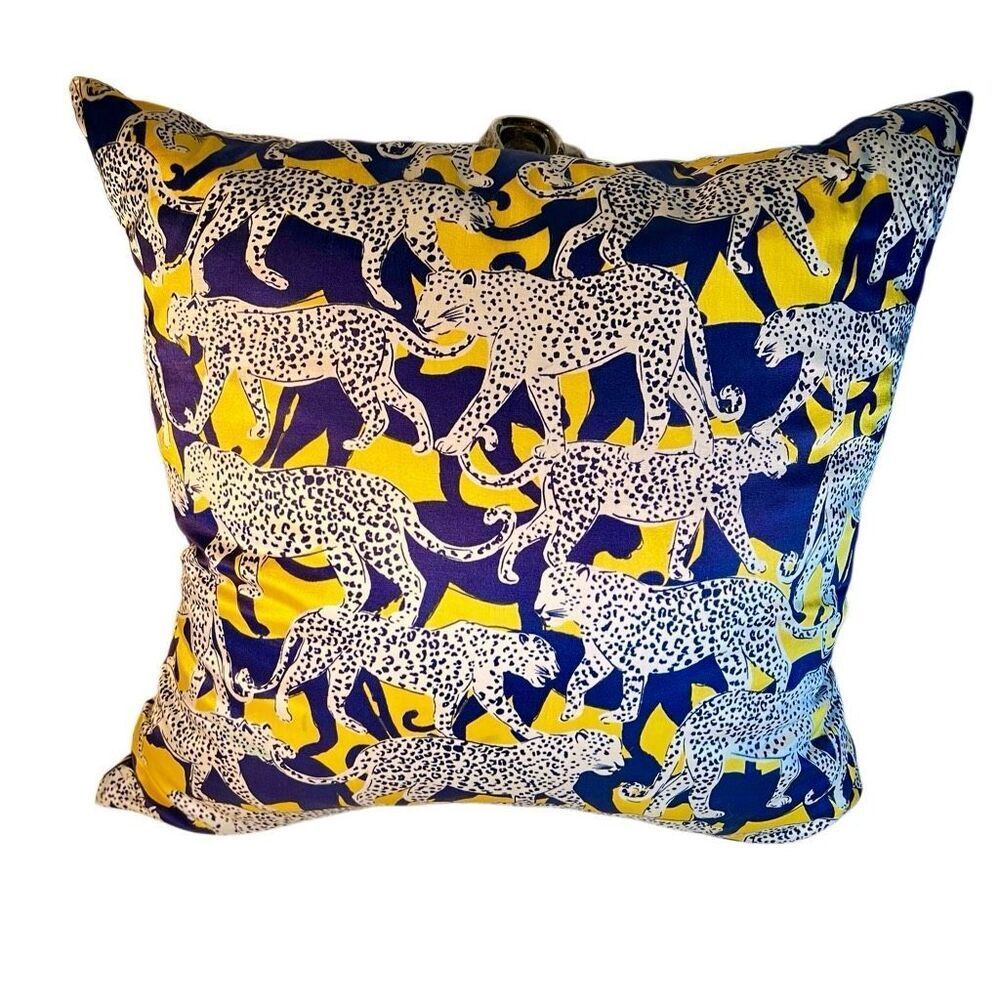 Kate Spade New York Yellow & Blue Leopard Decorative Pillow, 20" x 20"
